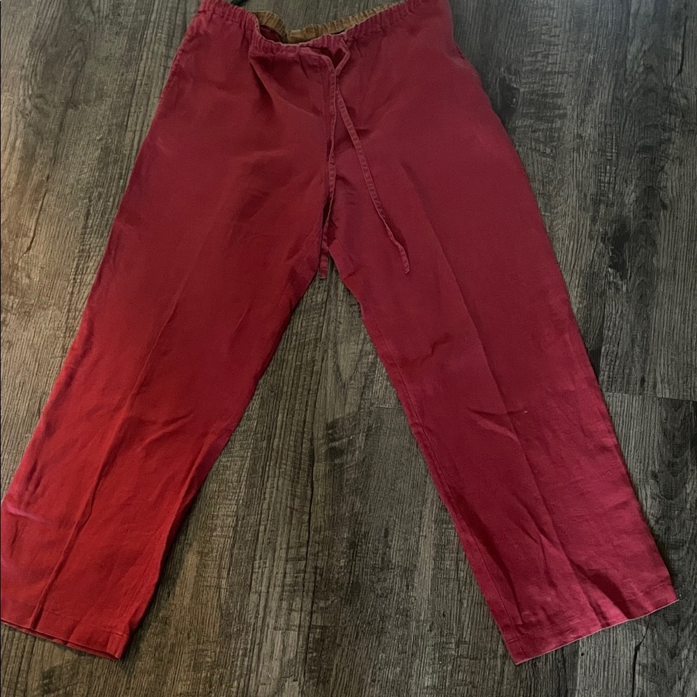 Vintage women’s Laura Ashley Red draw string linen pants  size 8